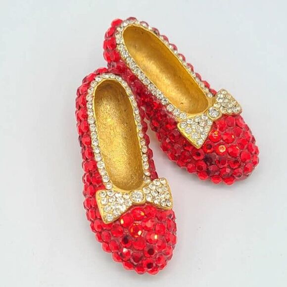Source Unknown Jewelry - Crystal Ruby Slippers Brooch Red Clear Crystals